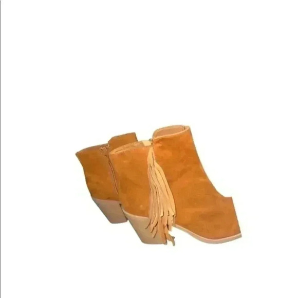 Brand New! Camel Colored Suede Ankle Boots w/ Tassels - Picture 8 of 11